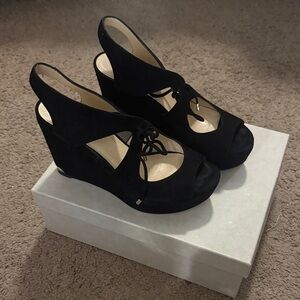 Jimmy Choo Neyo Elegant Black Wedge Sandals
